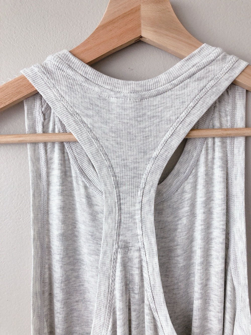 Athleta Heathered Light Gray Racerback Tank Top lightweight athleisure shirt - Picture 6 of 11